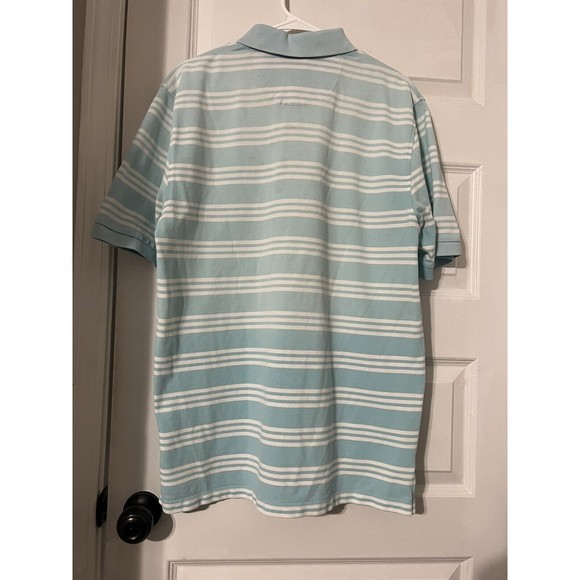 Brooks Brothers Polo Shirt Buffalo Logo Mens Large Blue White Yellow Striped - Picture 4 of 7